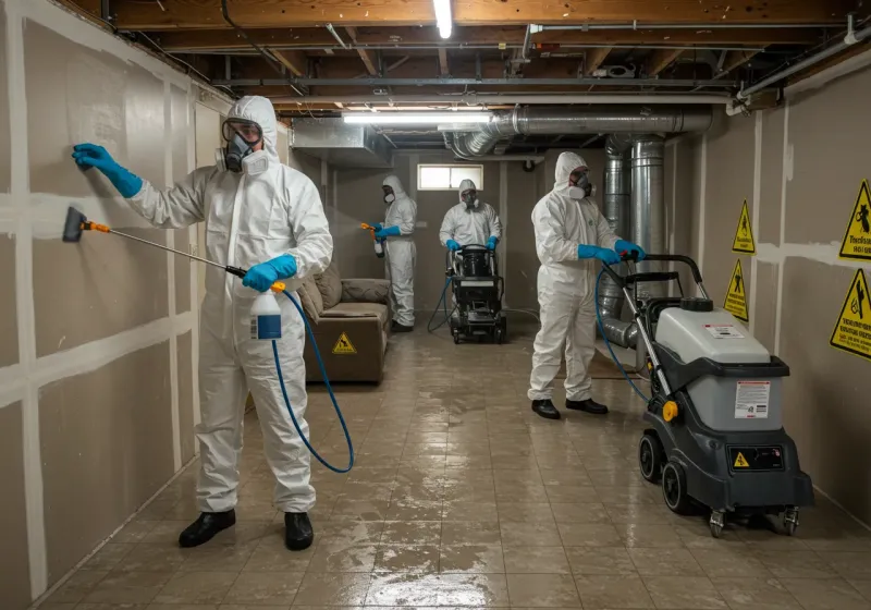 Basement Moisture Removal and Structural Drying process in Morris, OK